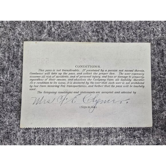 Vintage 1923 Pennsylvania Railroad System Pass No. HD5956 For Mrs. F.E. Clymer W - Picture 4 of 4
